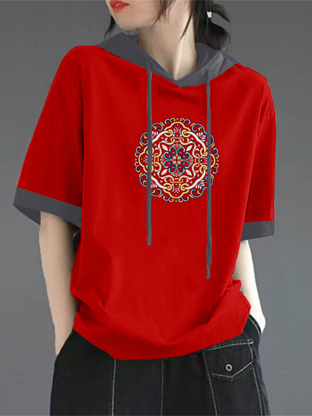 Streetwear Brand Hats - Red Pure Cotton Short Sleeve T-Shirt