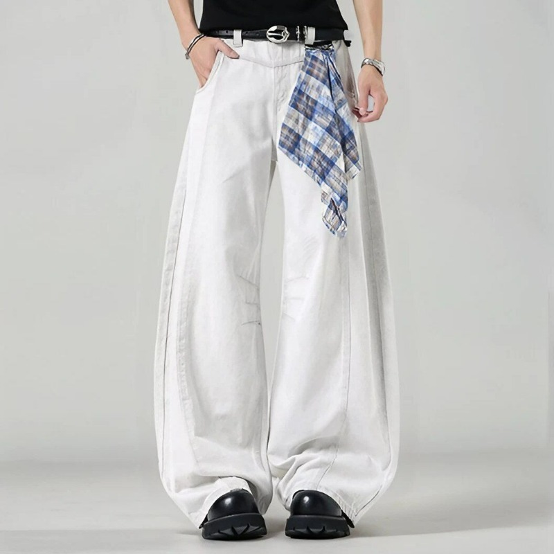 Streetwear Brand Clothing - Men's Loose Wide Leg Plaid Pants