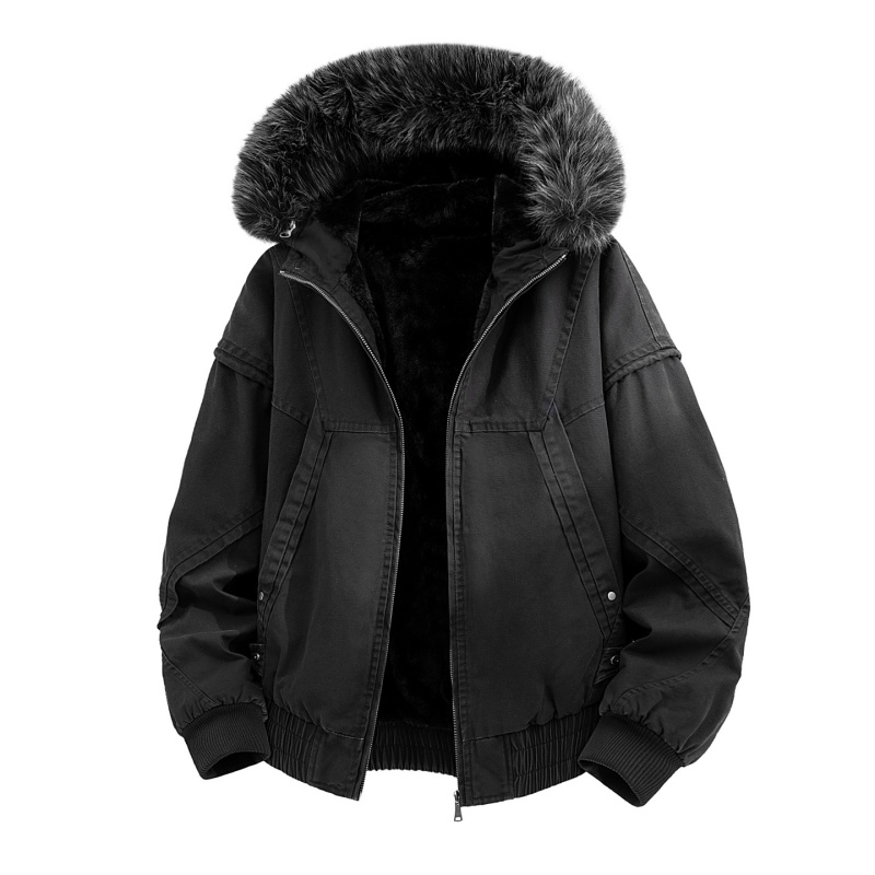 High-end Fur Collar Hooded Par – Streetwear Brand Clothing Bewertung und Preis